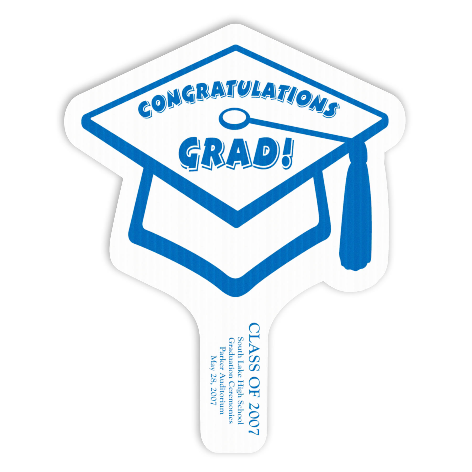Graduation Cap Hand Fan, Screen Printed 30