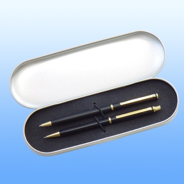 BRASS PEN & PENCIL SET IN METAL BOX 2