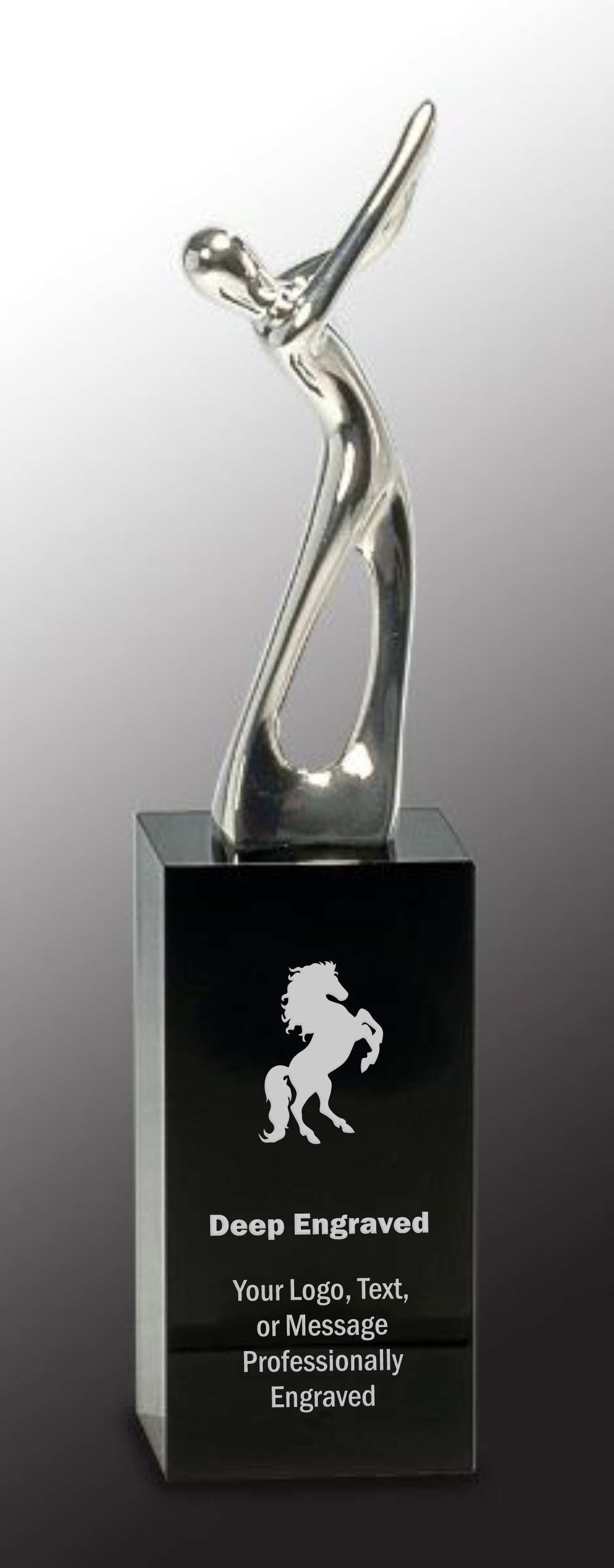 8 1/2" Silver Metal Golf Figure Award on Black Crystal Pedestal