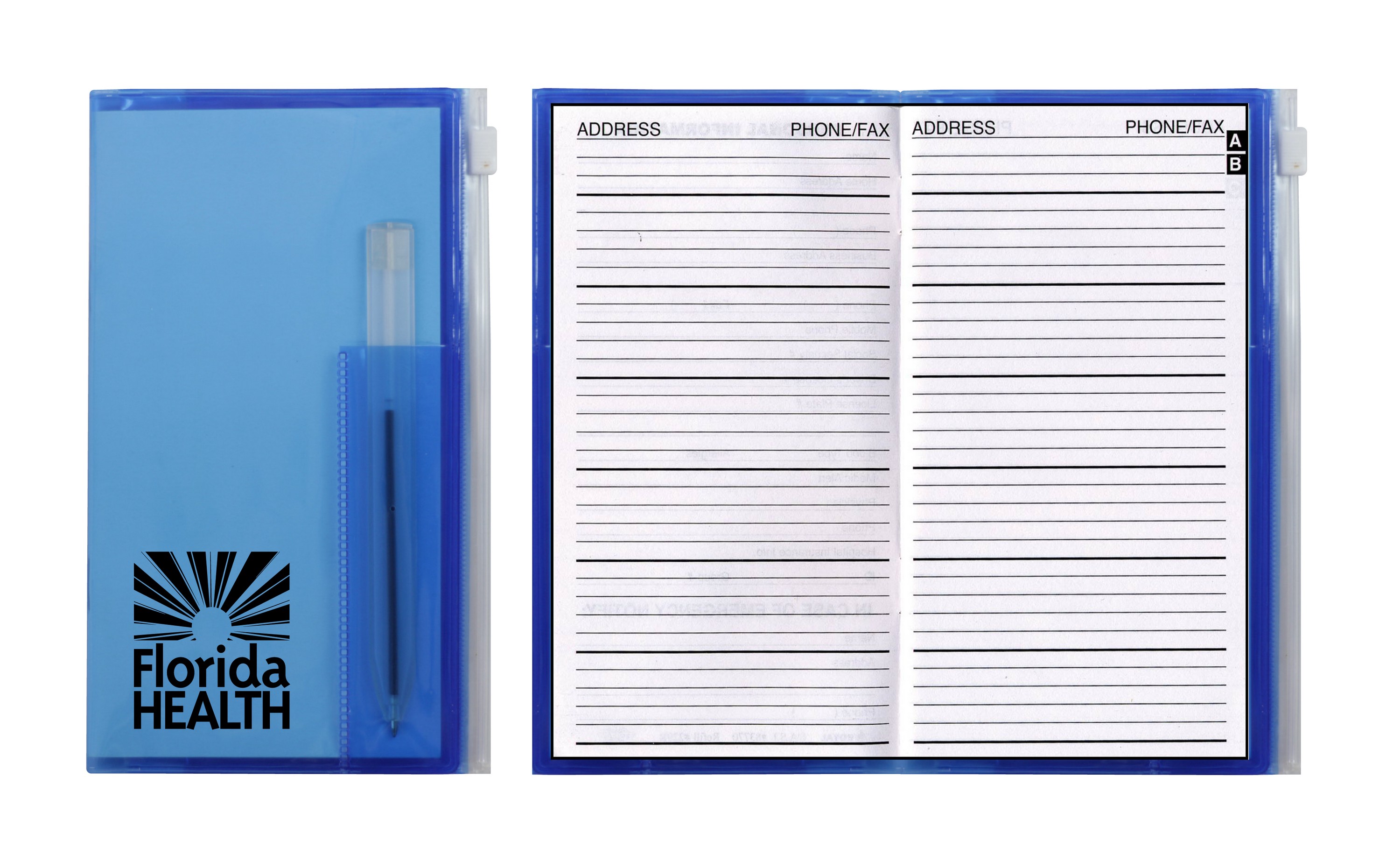 Address Book w/ Zip Back Planner & Clear Pen - Translucent Color Cover 2