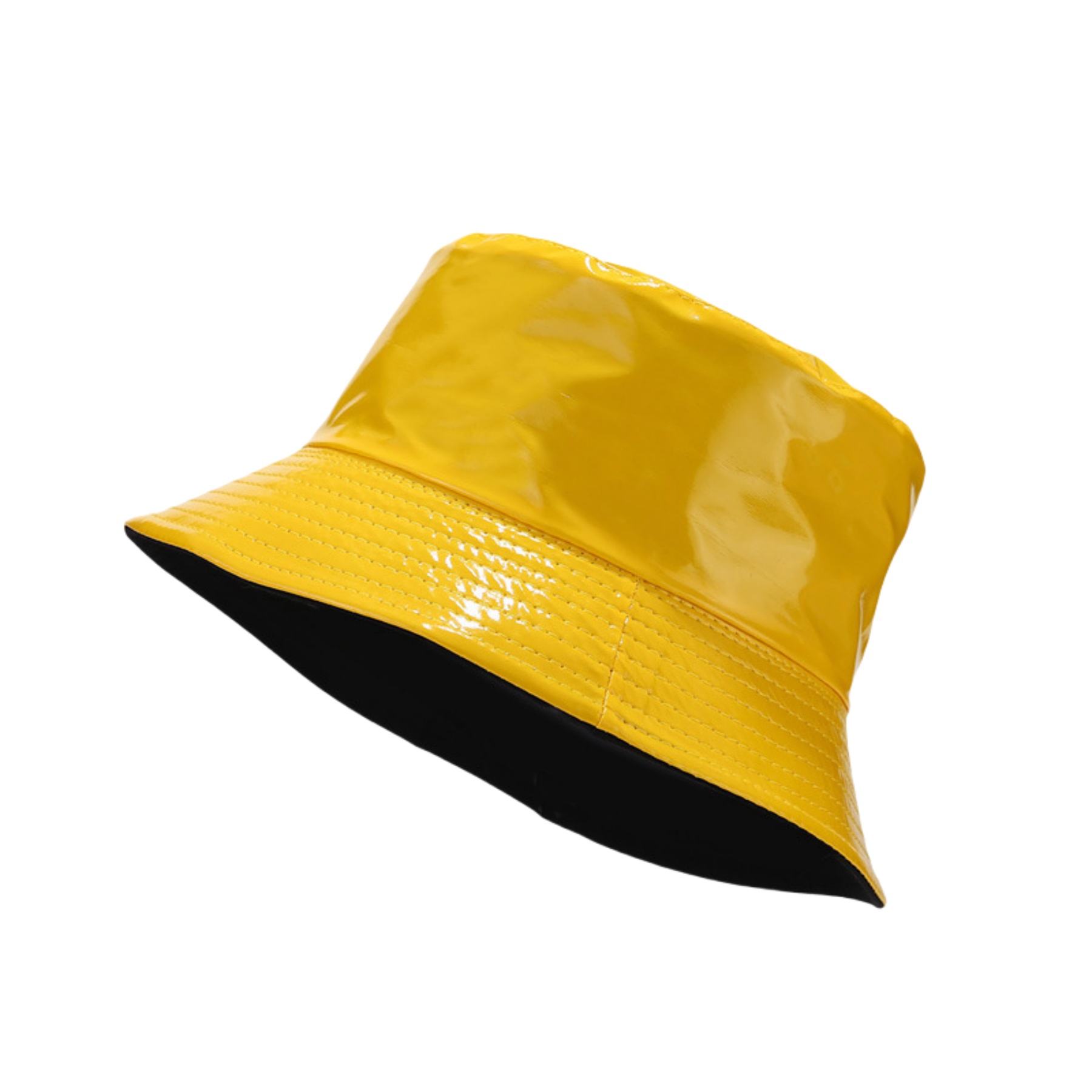 Metallic Bucket PU Hat Trendy WomensReversibleBeach Cap 4