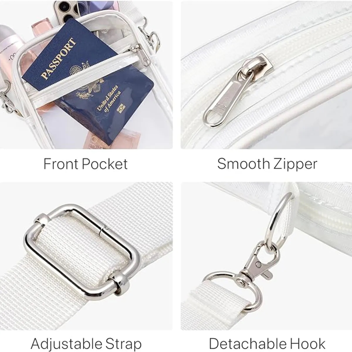 Transparent Waterproof Shoulder Crossbody Storage Coin Purse 2