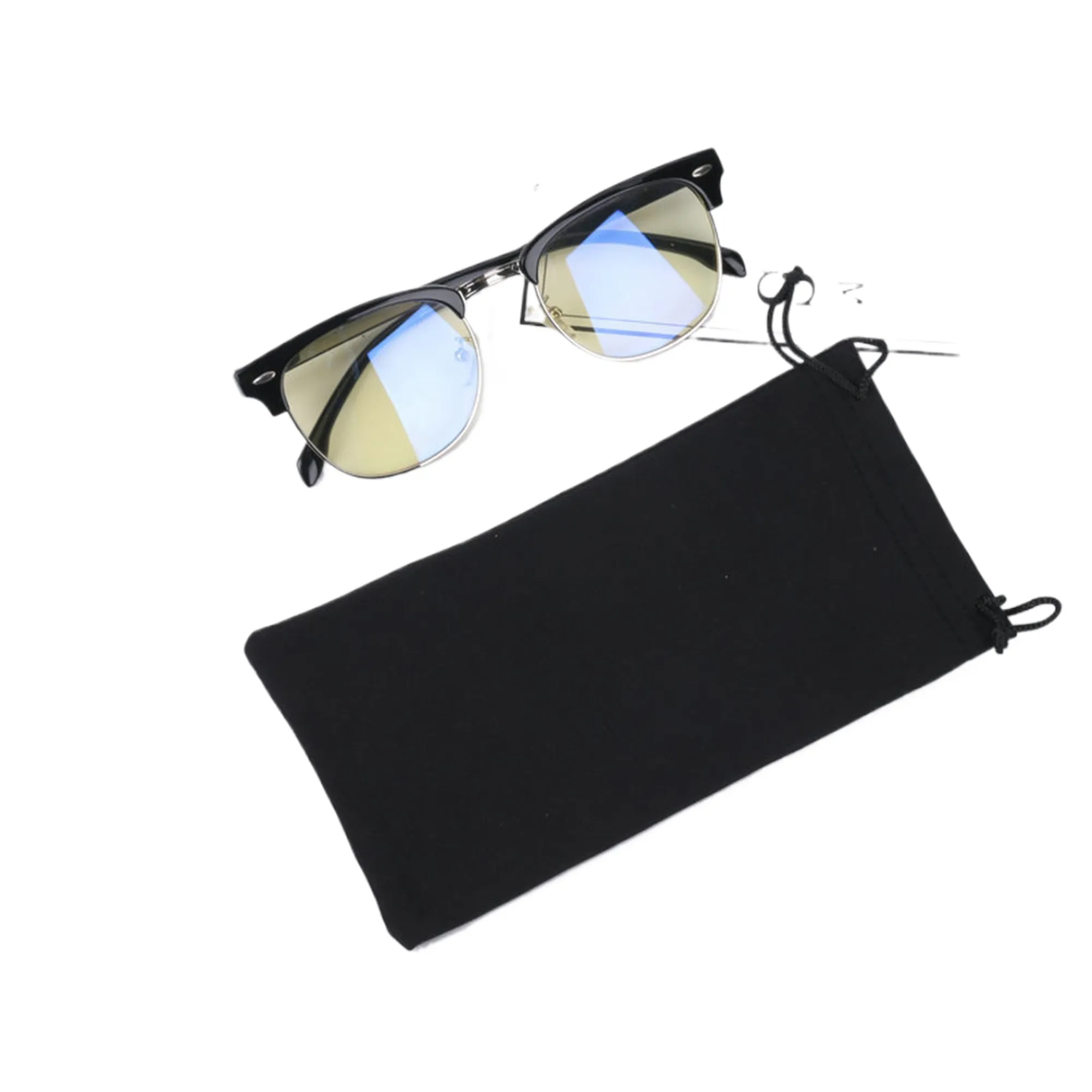 MOQ100 Thick Microfiber Eyewear Pouch with Drawstring 4