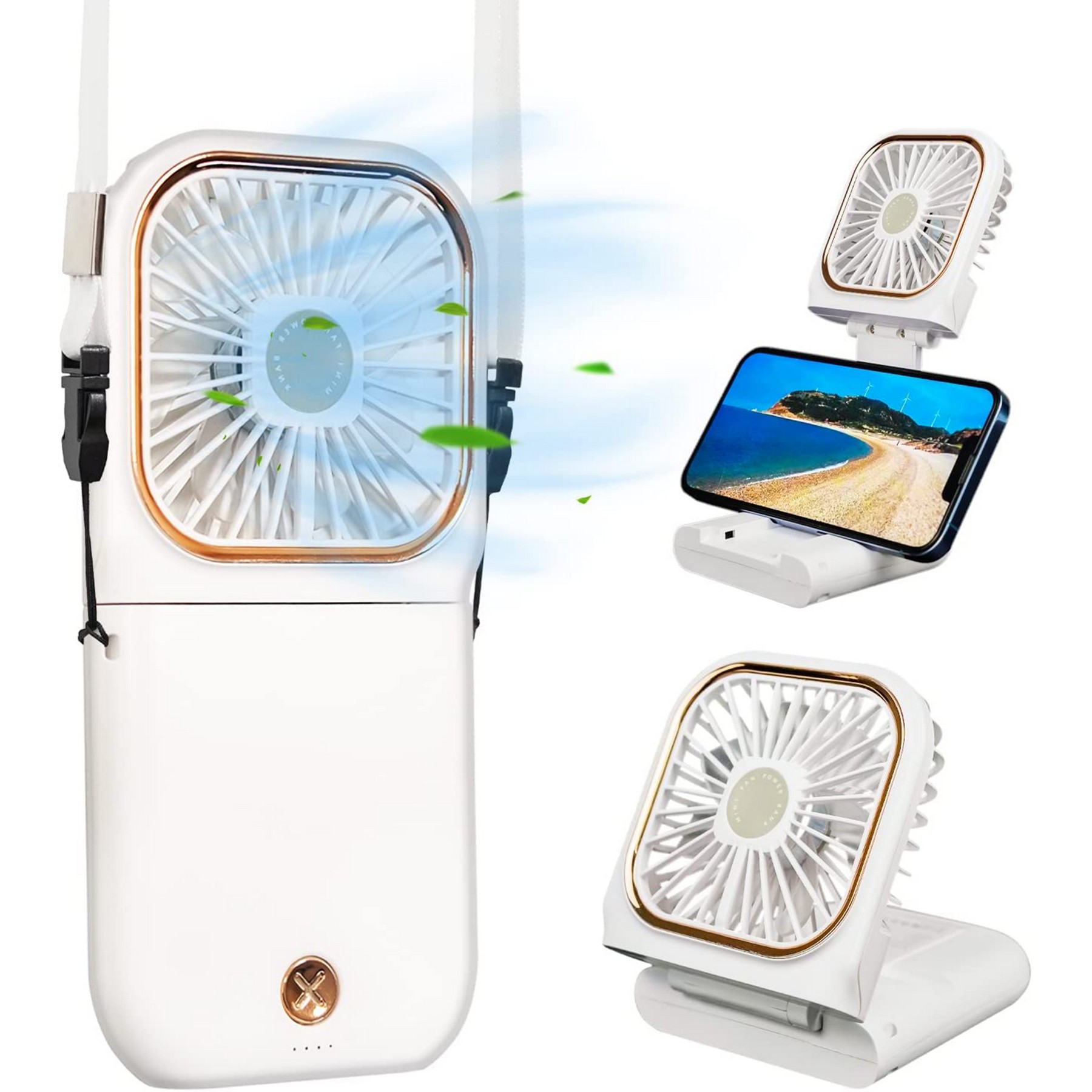 Multi Functional Portable Fan w/Power Bank & Lanyard 3