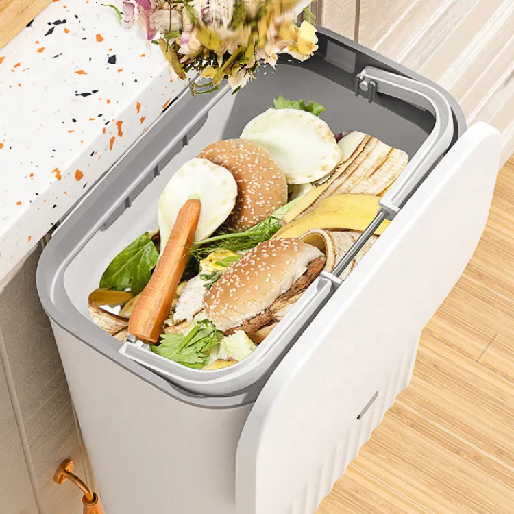 Sliding Lid Hanging Trash Can with Rubbish Storage Container 2