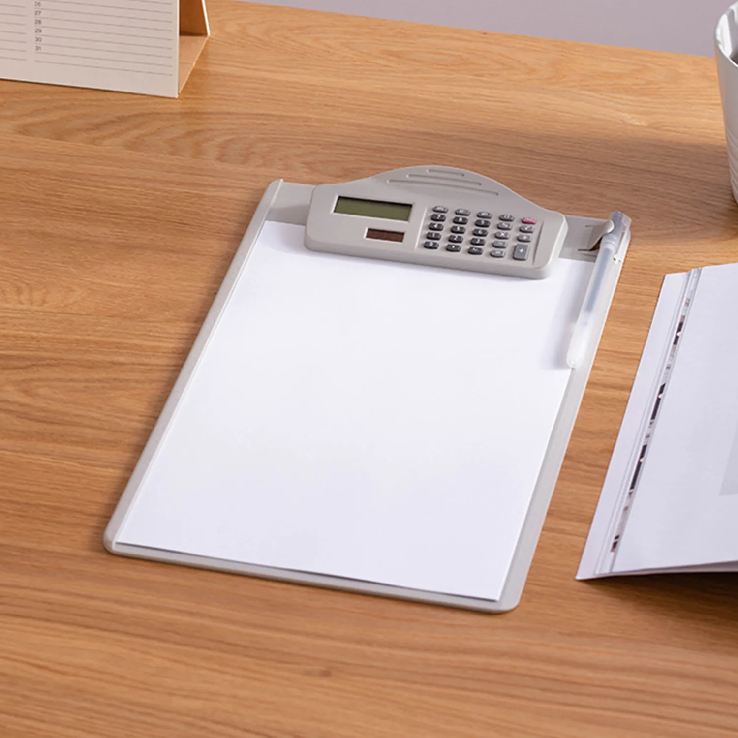 Sturdy Clipboard with Built-In Calculator and Pen Holder 3