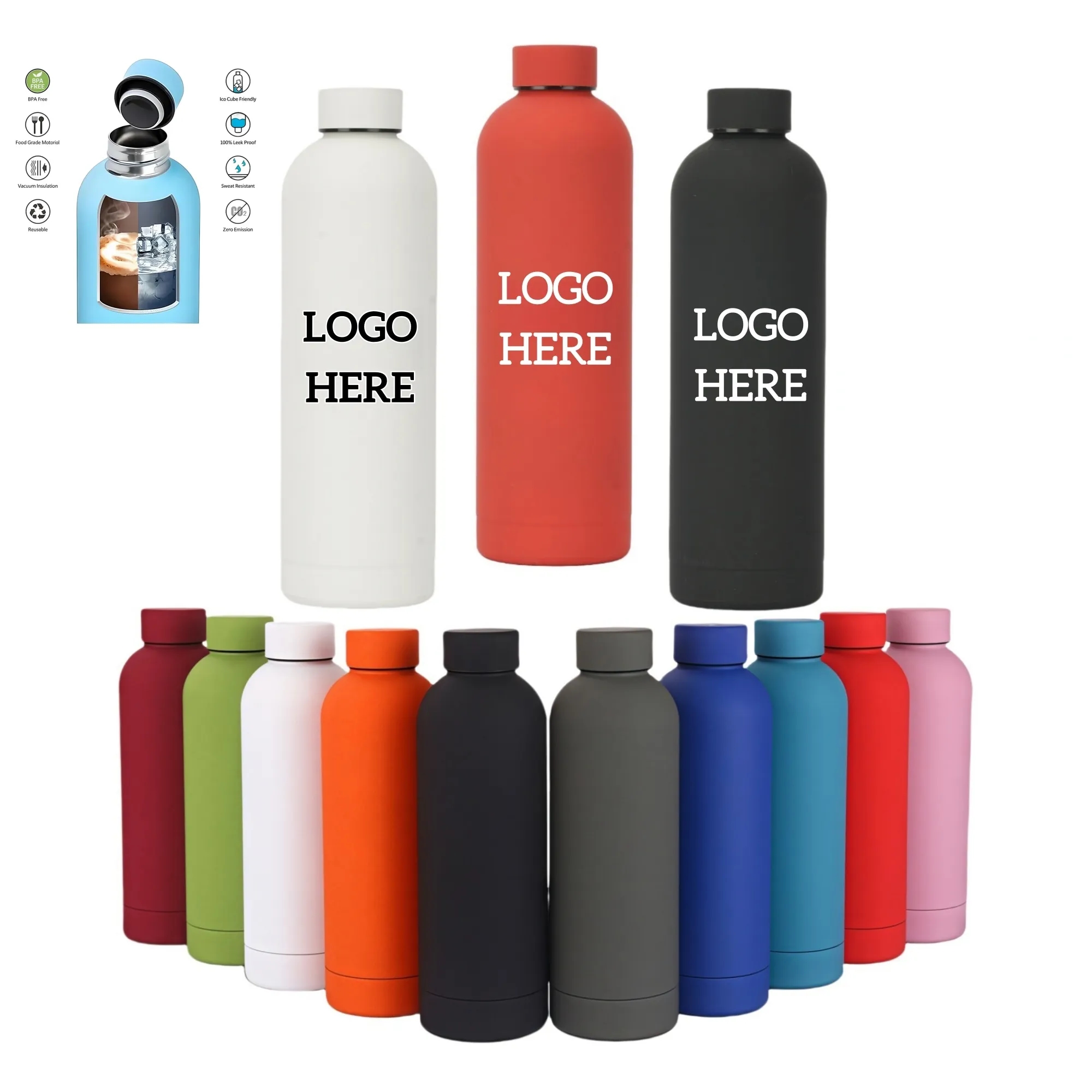 24oz Stainless Steel Insulated Narrow Mouth Sports Water Cup 2