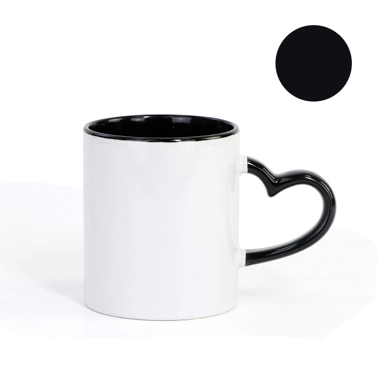 Full Color Heart-shaped Handle 11 oz Ceramic Sublimated Cups 13