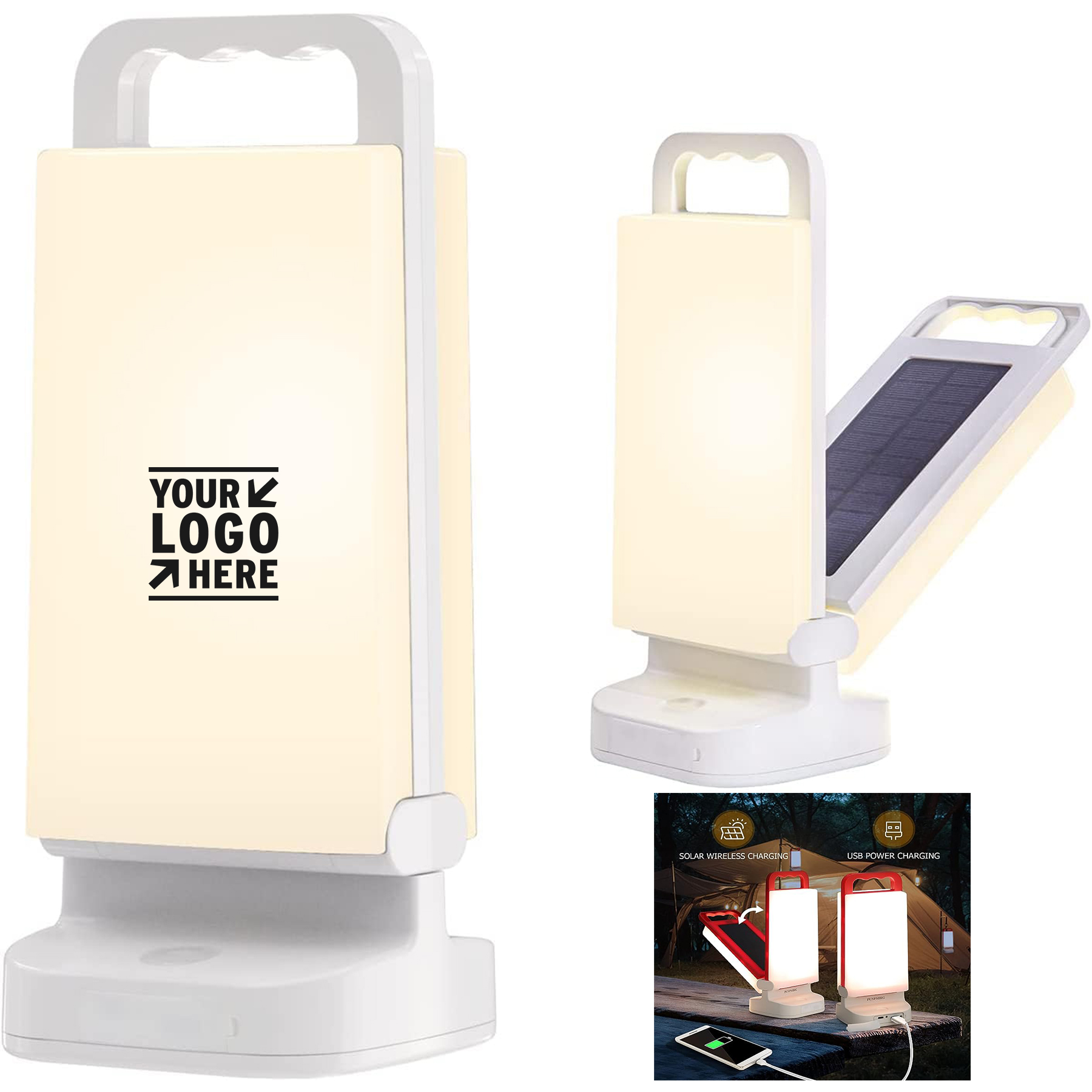 4400mAh 2-in-1 Dimmable USB Solar Camping Charging Outdoor Waterproof Gear Rechargeable Light 2