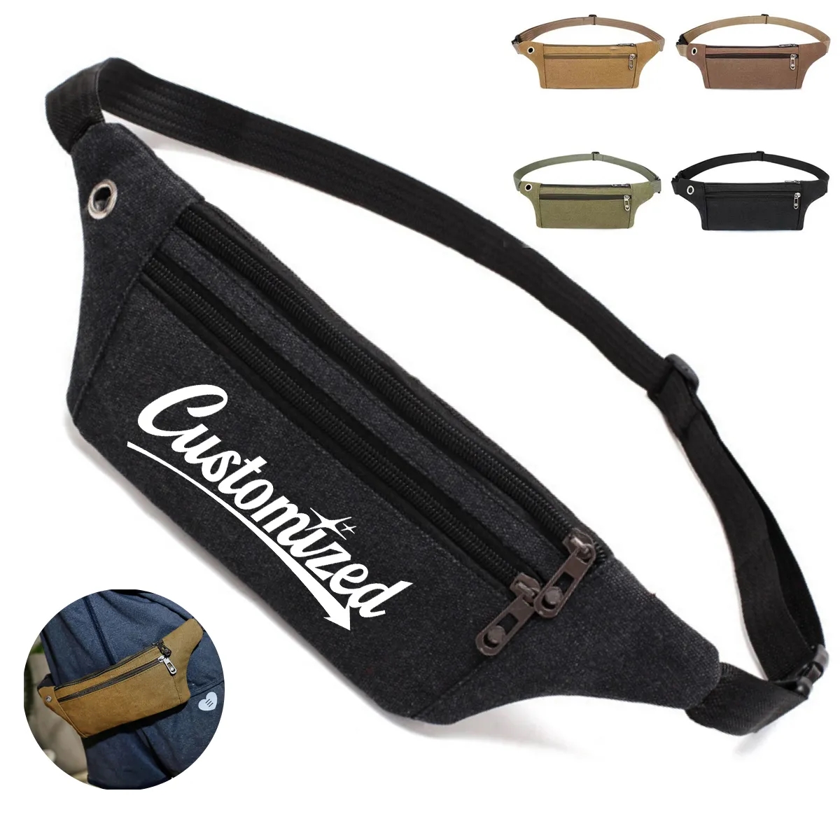 Durable Canvas Sport Fanny Pack Waist Bag 1