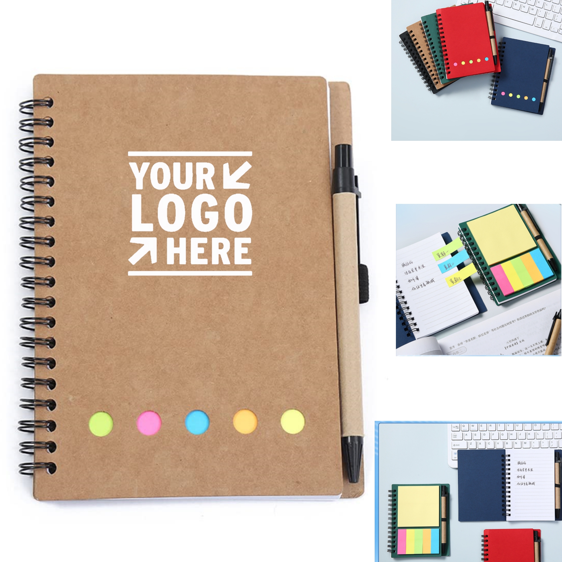 Spiral Sticky Notes Notebook with Pen 1