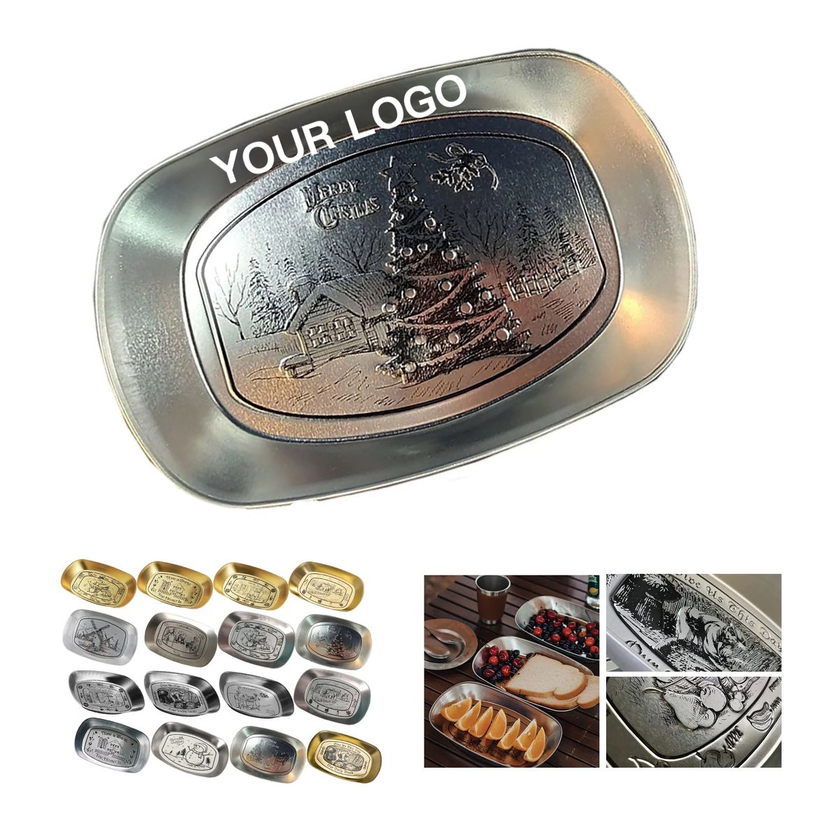 7.8 Inch Tin Snack Dish with Retro Design 25