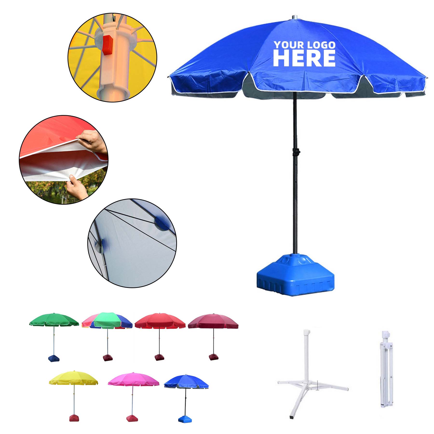 Beach Umbrella UV Protected Tilt Pole Outdoor  2