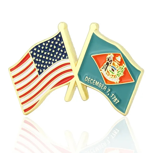 Stock Crossed Flag Pin (USA & USA) 4