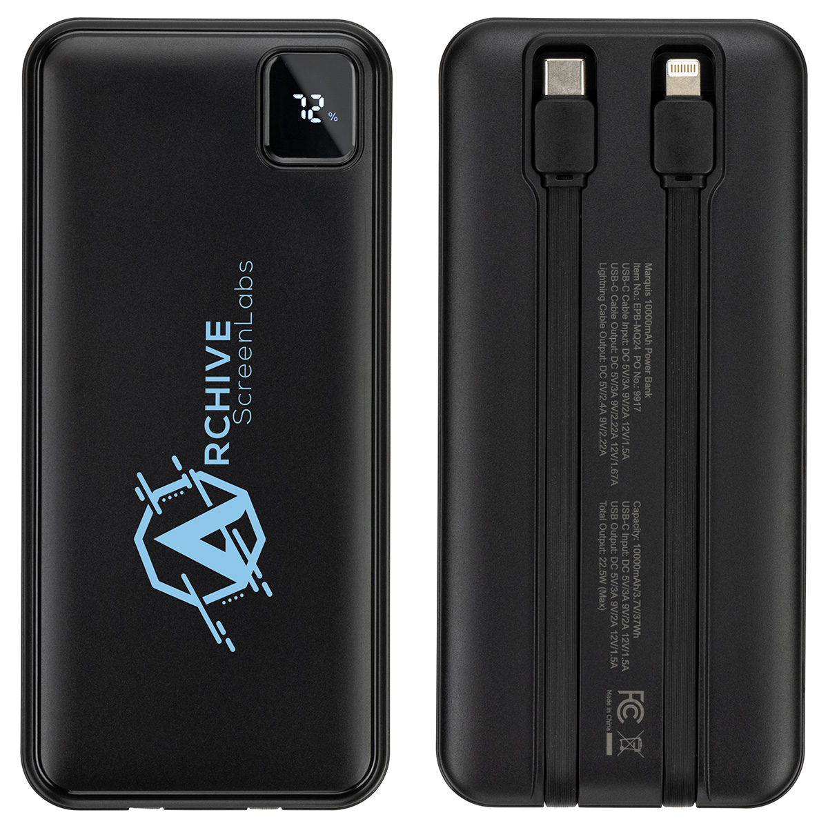 Marquis 10000mAh 20W PD Power Bank with Built-In Cables 9