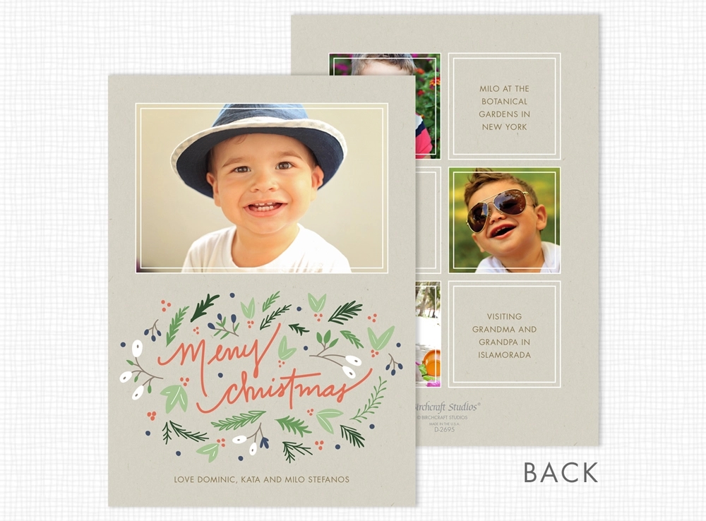 Merry Christmas Flat Photo Choice of Back Card 1