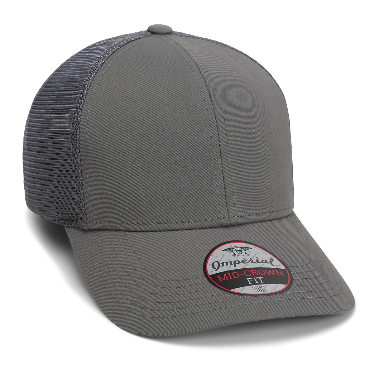 Imperial 1988M 6-Panel The Whitaker Mesh Back Poly Cap w/ Leatherette Patches or Embroidery 4