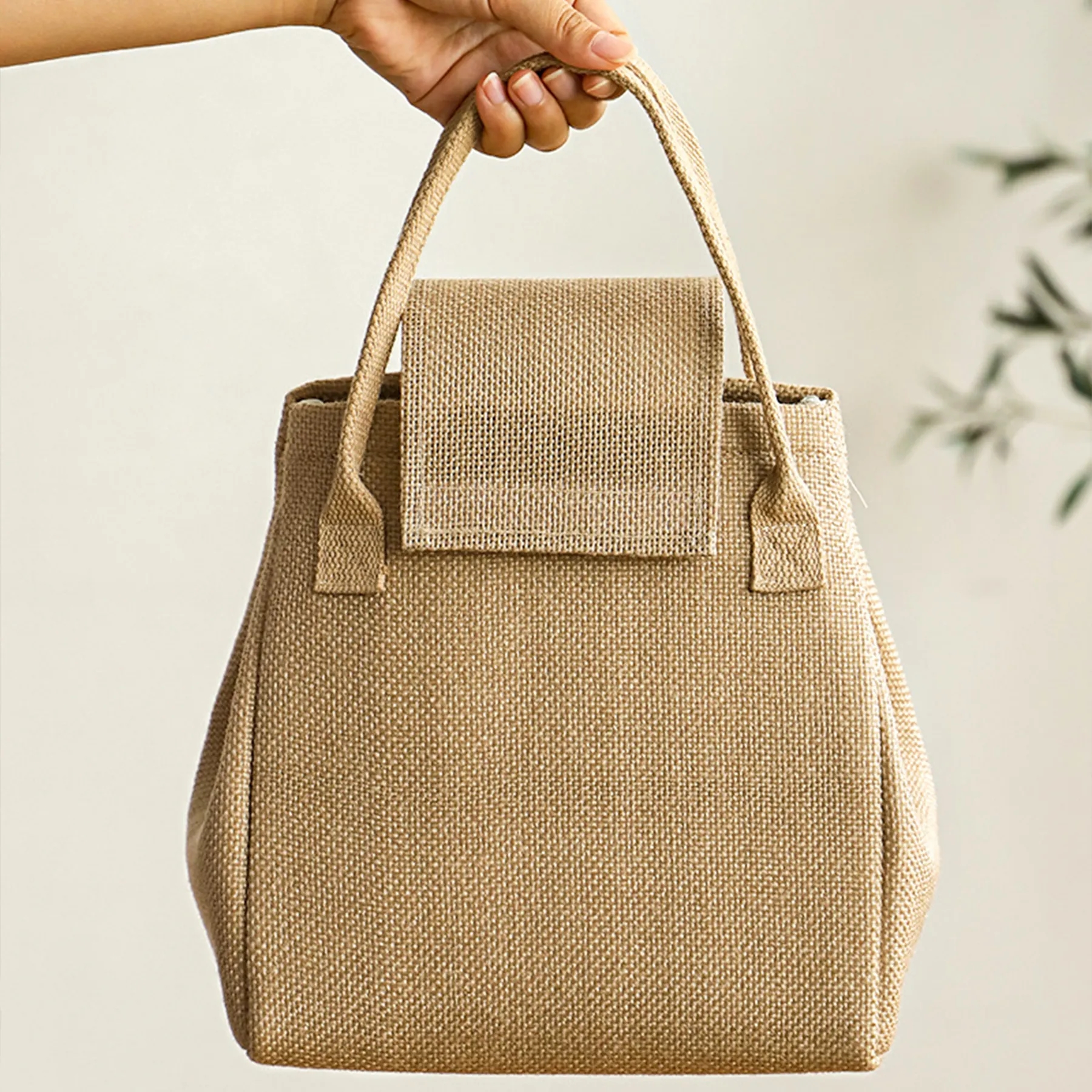 Jute Large Capacity Insulated Handbag 3