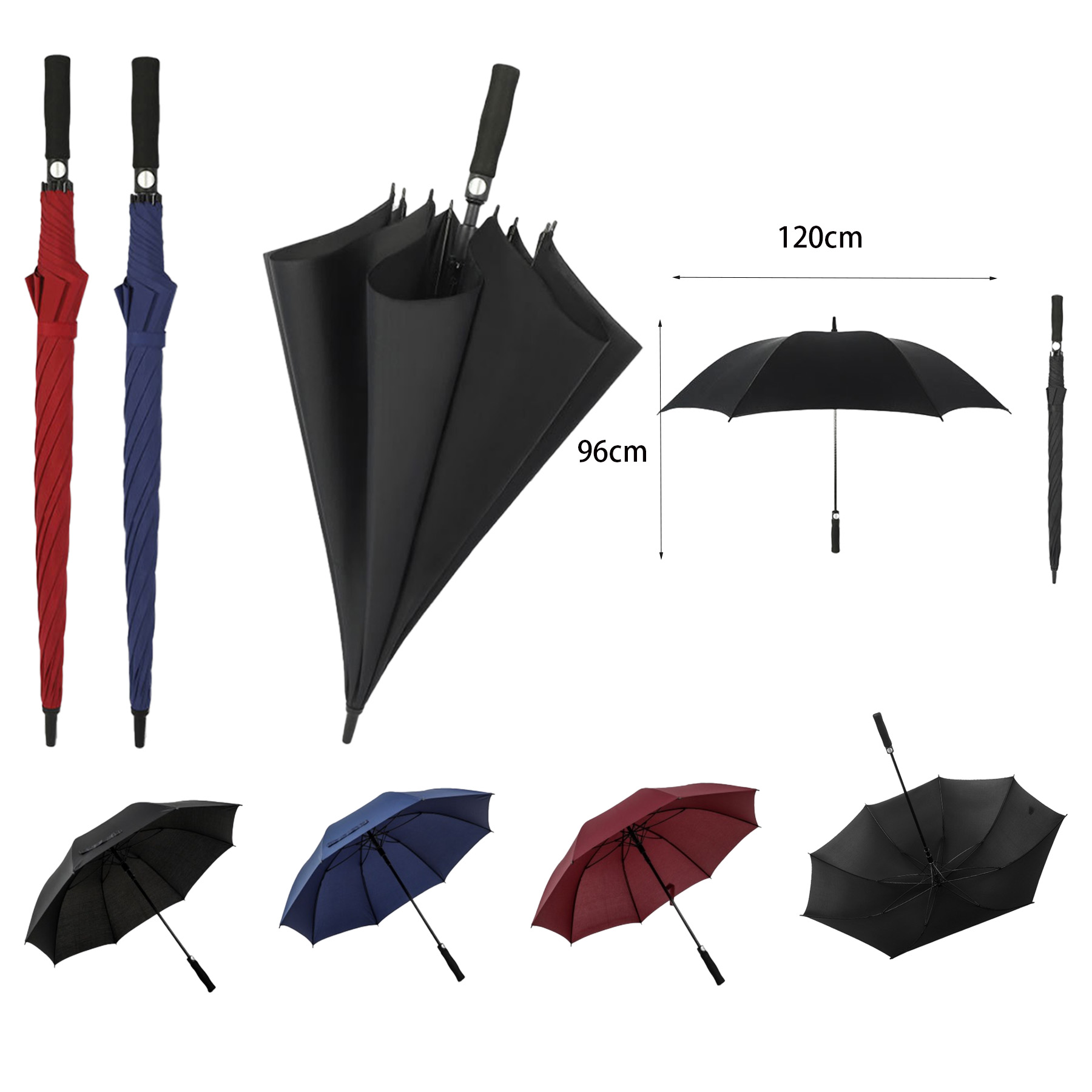 38 Inch Portable Golf Umbrella Large Windproof Single Canopy 1