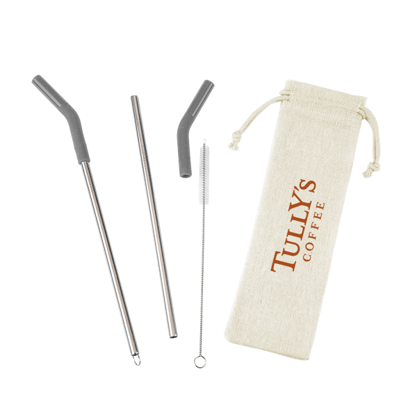 Reusable Stainless Steel Two Straw Set 32