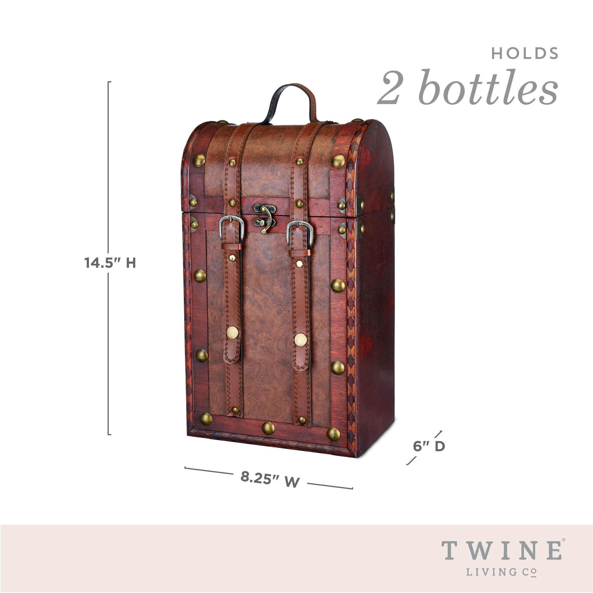 Twine Living® 2 Bottle Antique Wine Box 9
