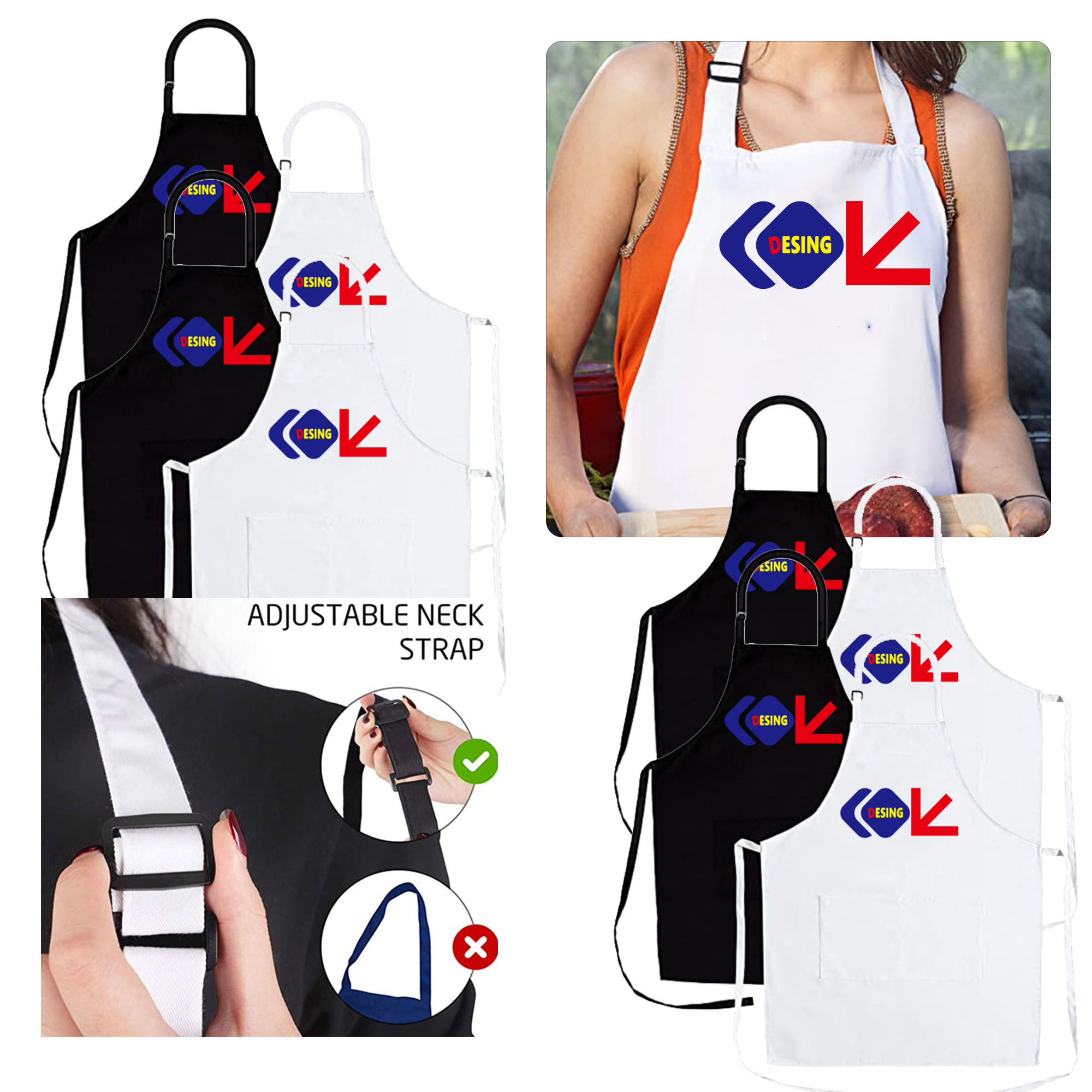 Adjustable Neckline Restaurant Apron 3