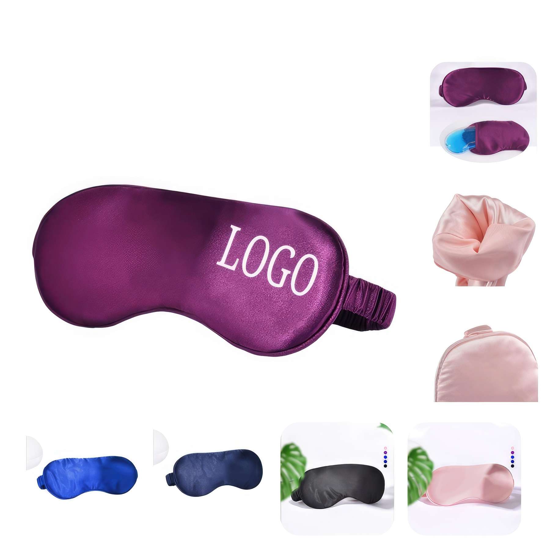 Faux Silk Can Take Ice Pack Elastic Band Nap Sleep Eye Masks 2