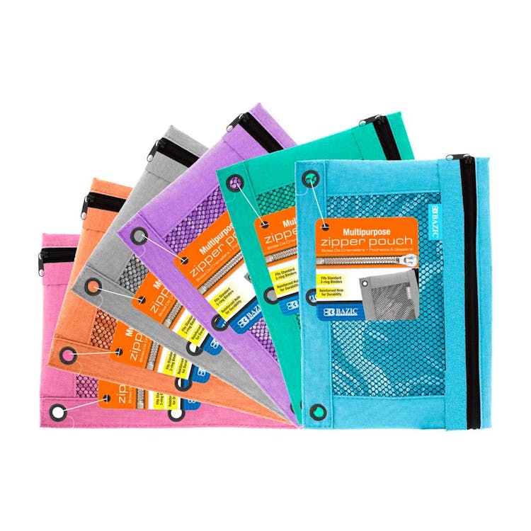 3-Ring Mesh Pencil Pouches - Assorted Retro Colors 2