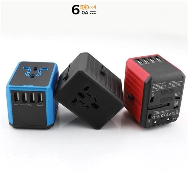 International Plug Adapter with 4 USB Outlets 1