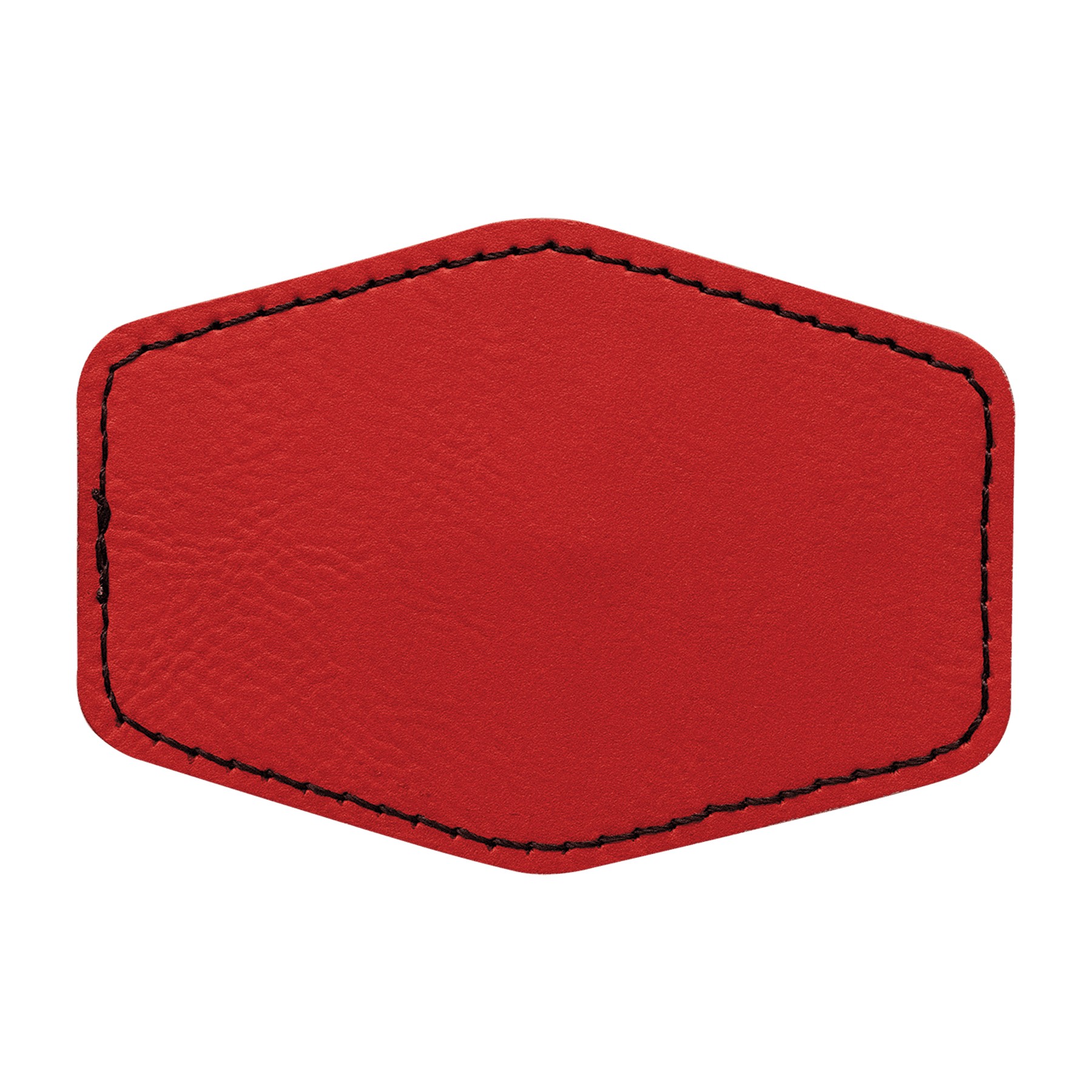 3" x 2" Red Leatherette Hexagon Patch with Adhesive 2