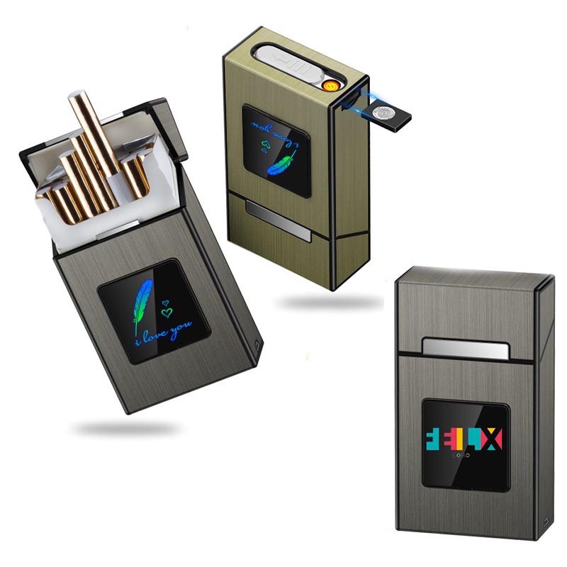 LED Cigarette Case with Electric Lighter 1
