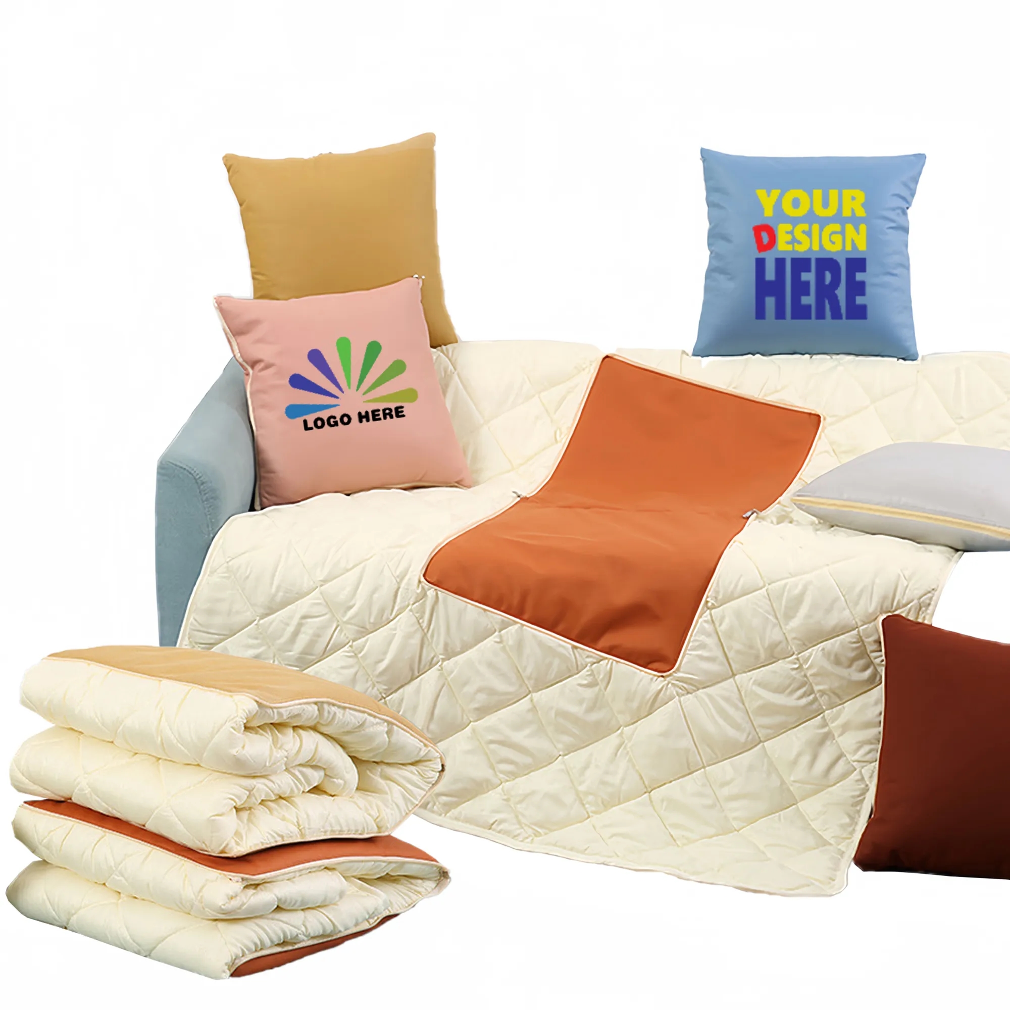 Custom 2-in-1 Packable Travel Cushion Blanket 1