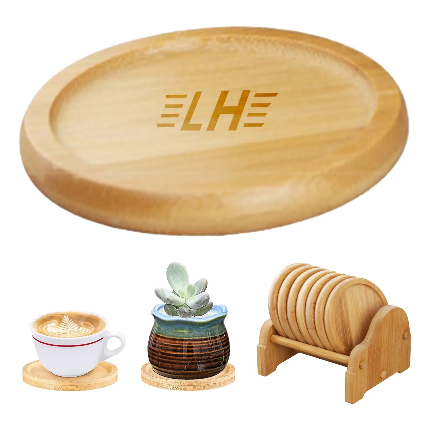 4-inch round solid wood insulated coaster 4