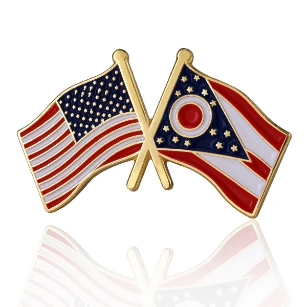 Stock Crossed Flag Pin (USA & USA) 23