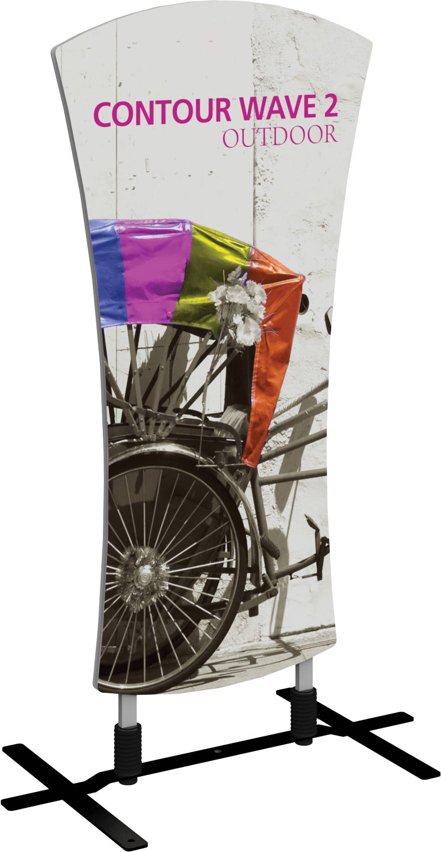 Contour Double-Sided Outdoor Sign Wave 2 w/Plate Base