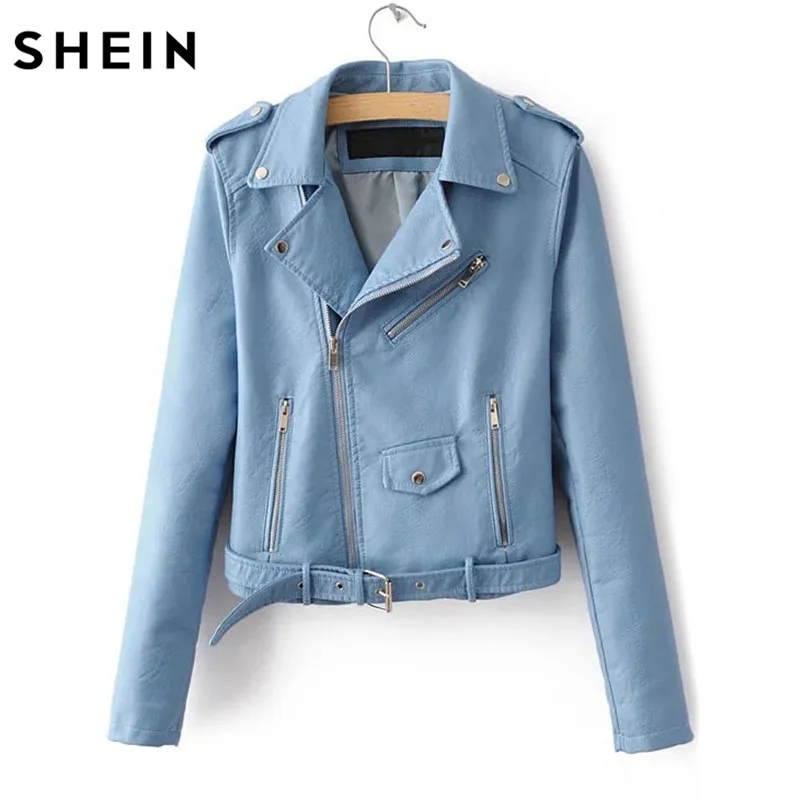 Women's Faux Leather Moto Jacket with Belted Waist & Zipper 3