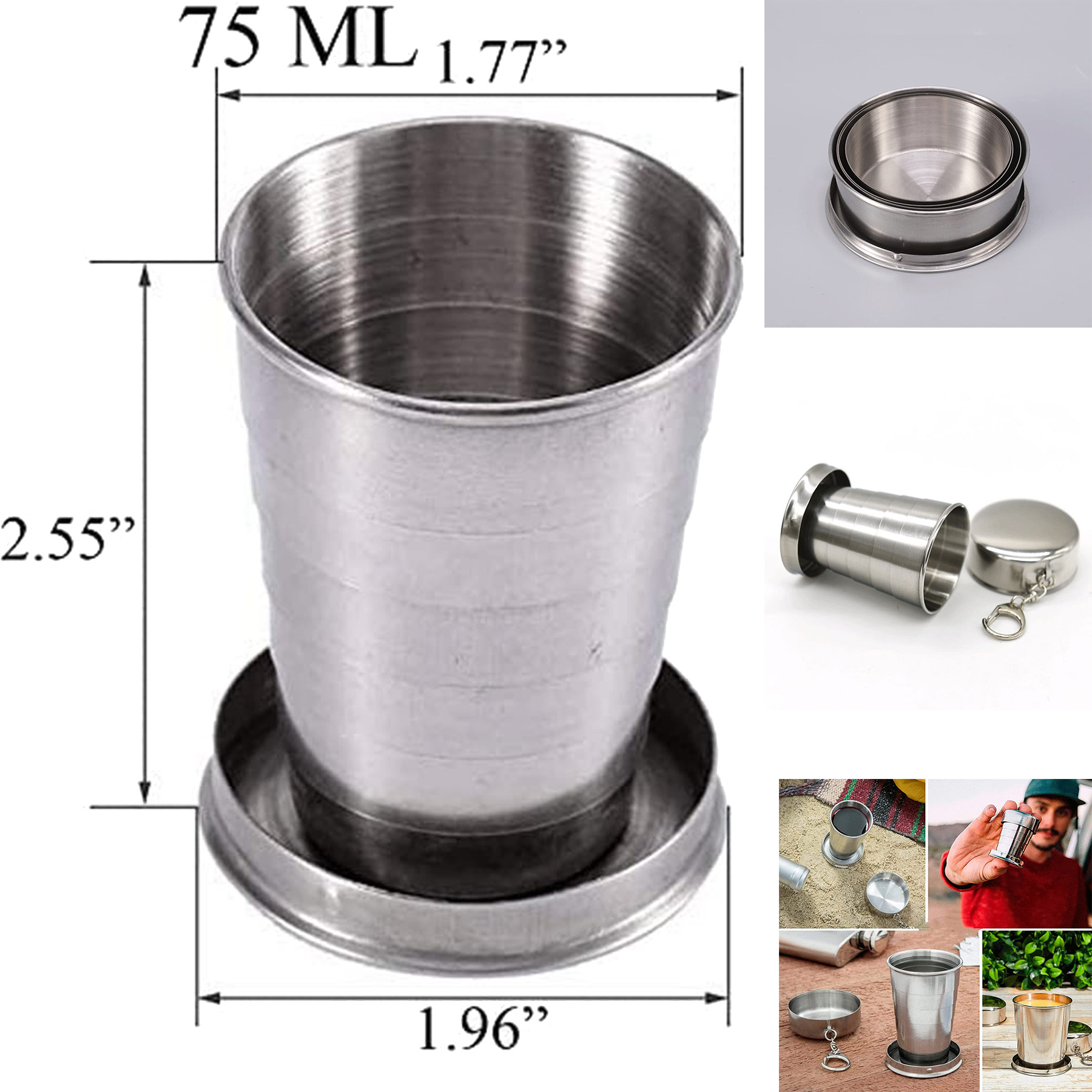 Portable Stainless Steel Collapsible Cup 75ML