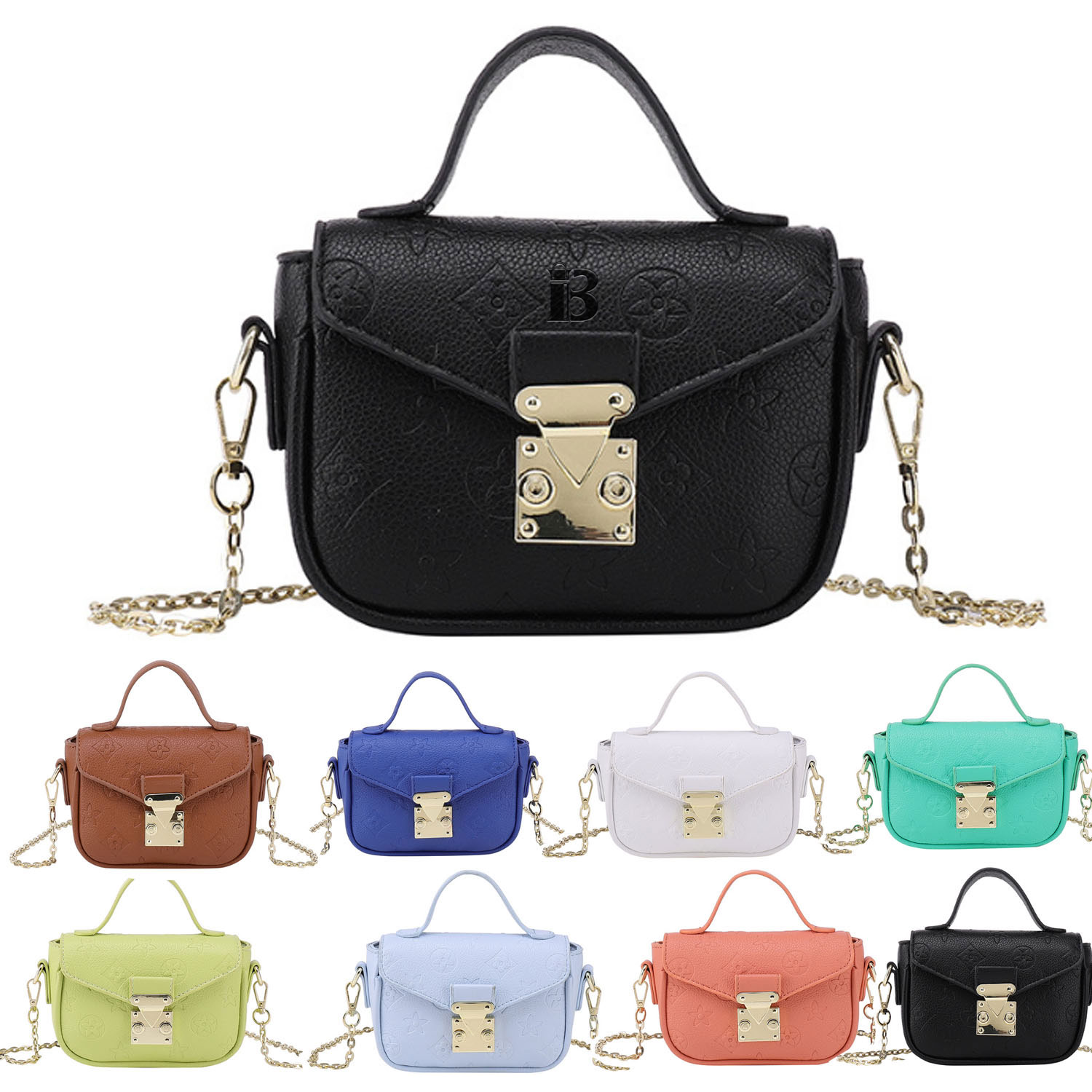 PU Leather Shoulder Bag w/ Metal Chain Strap 2