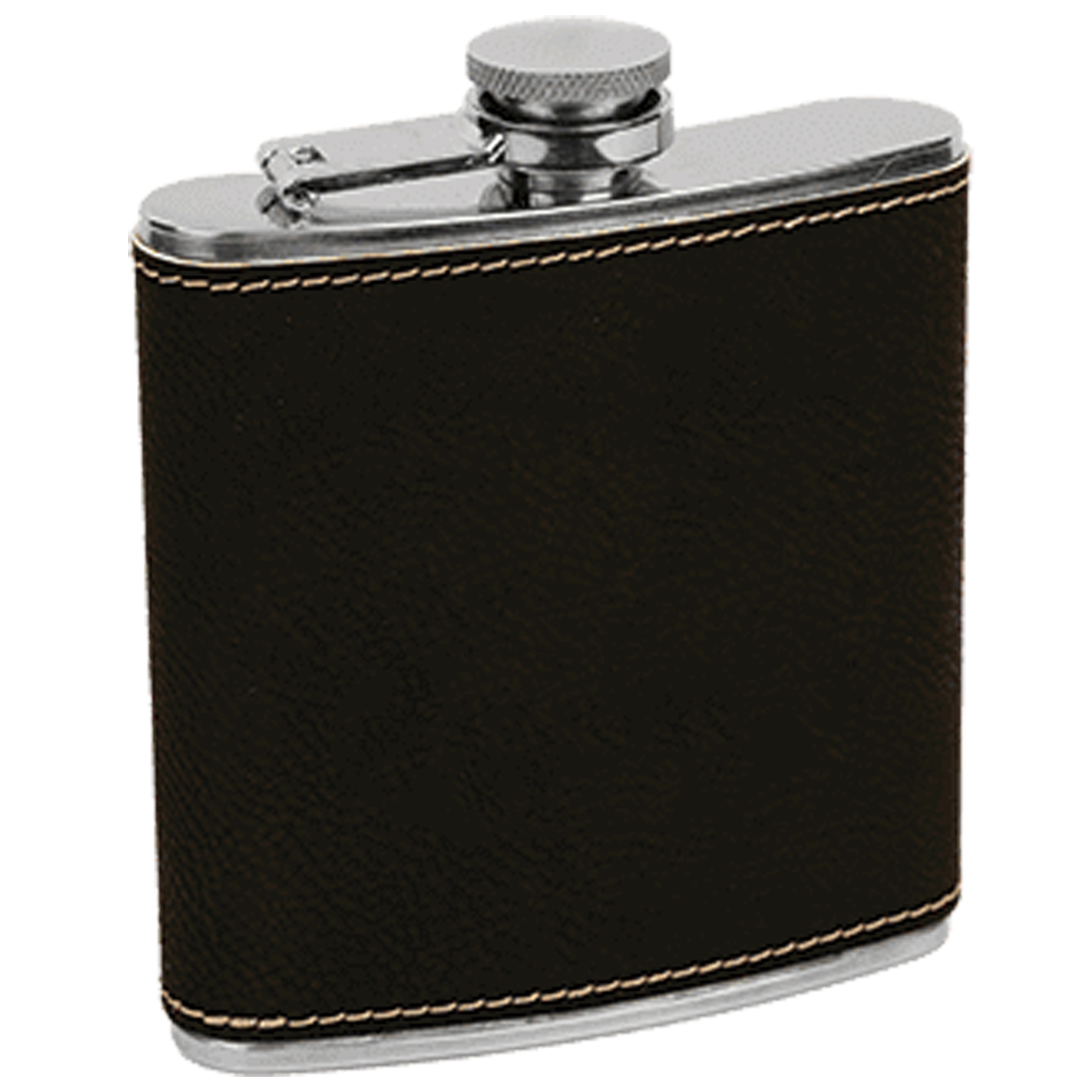 Black/Silver Leatherette Stainless Steel Flask 3