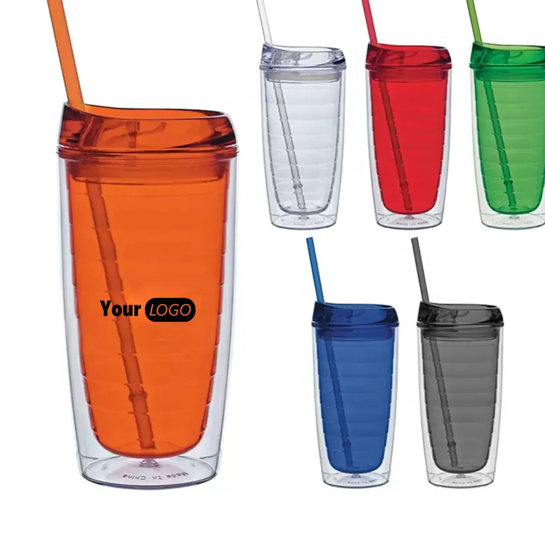 16oz Double Wall Solid Clear Orbit Acrylic Tumbler 1