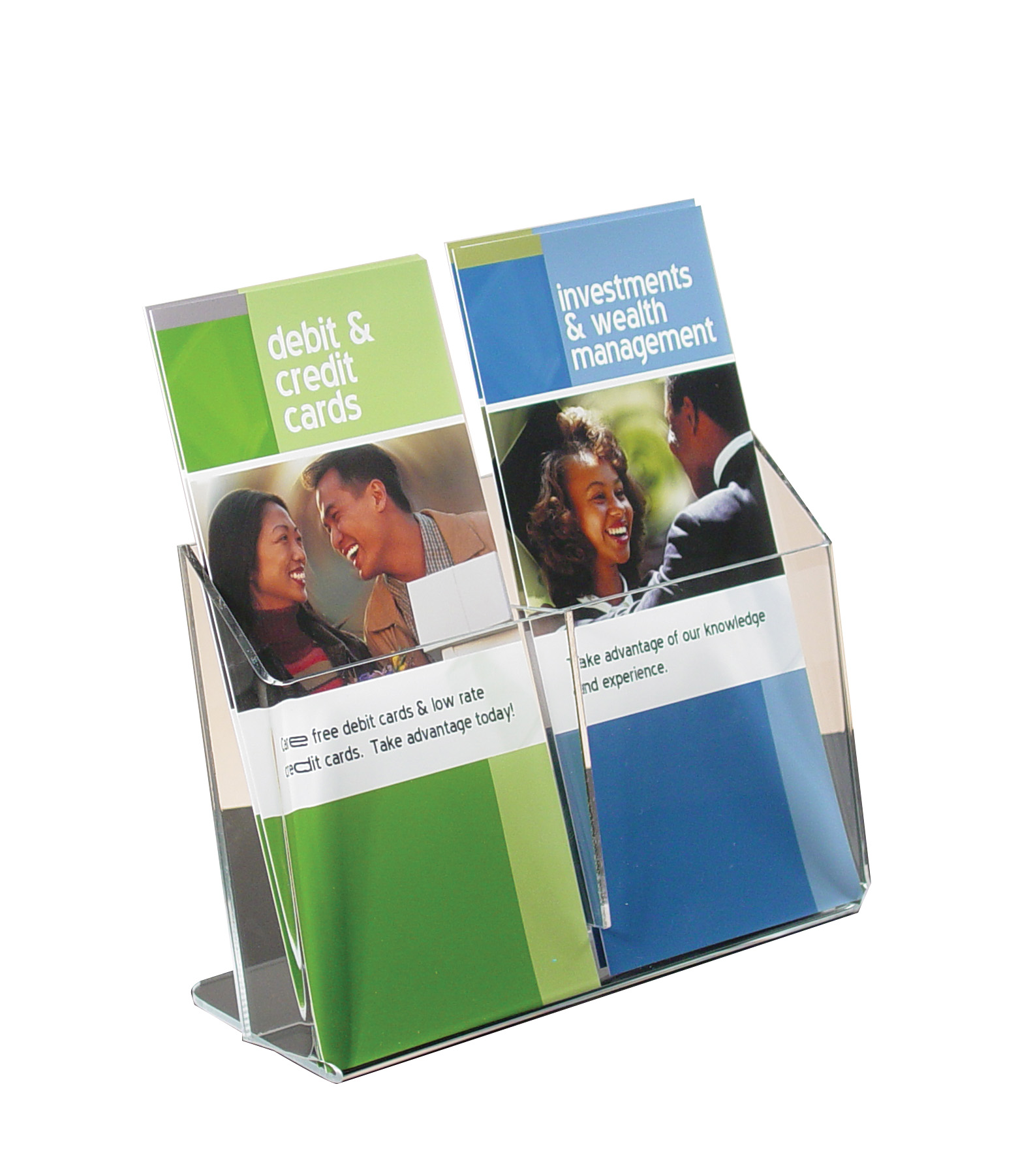 1-tiered 2 pocket Countertop Brochure Holder