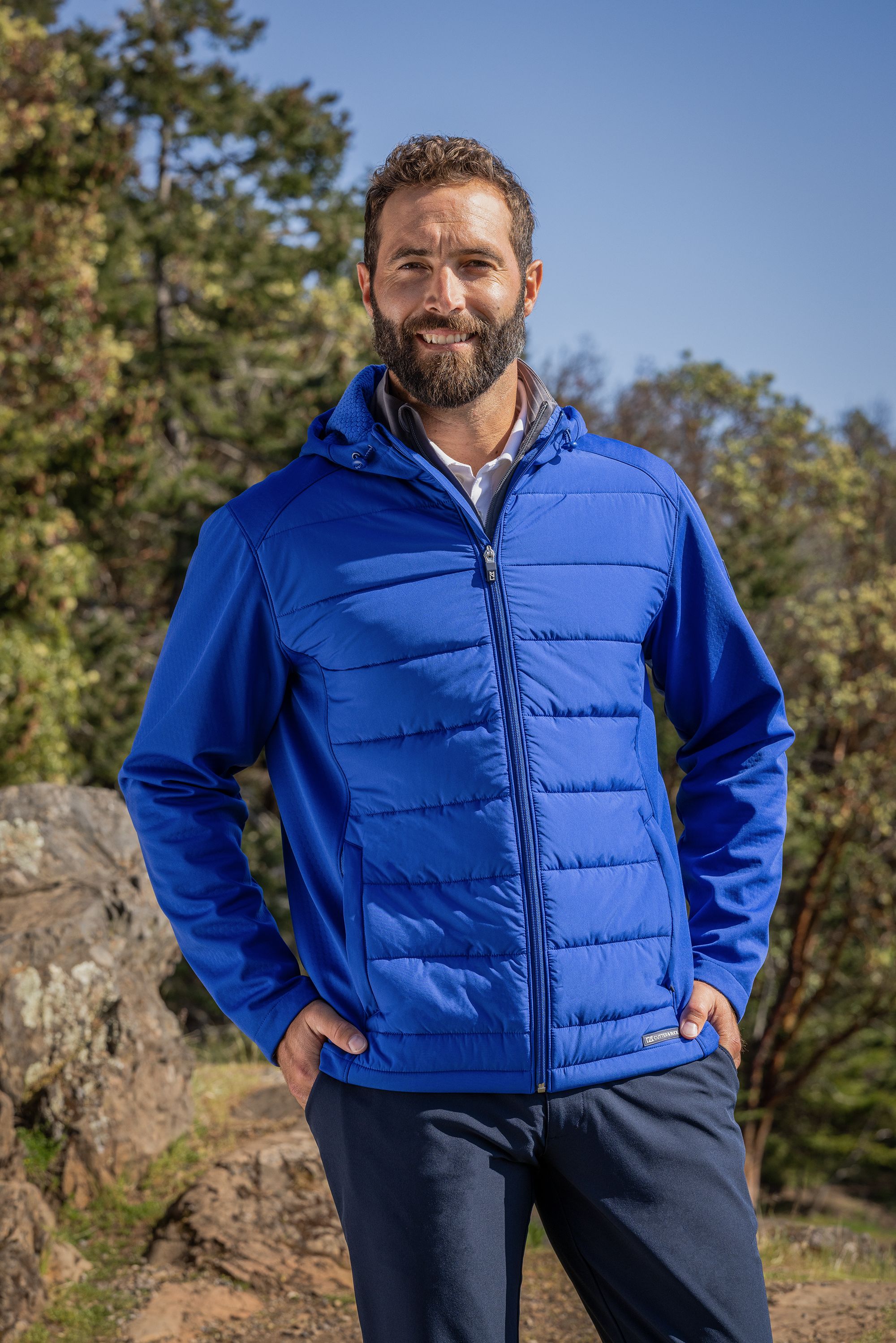 Cutter & Buck Evoke Recycled Honeycomb Fleece Mens Hybrid Full Zip Jacket 25