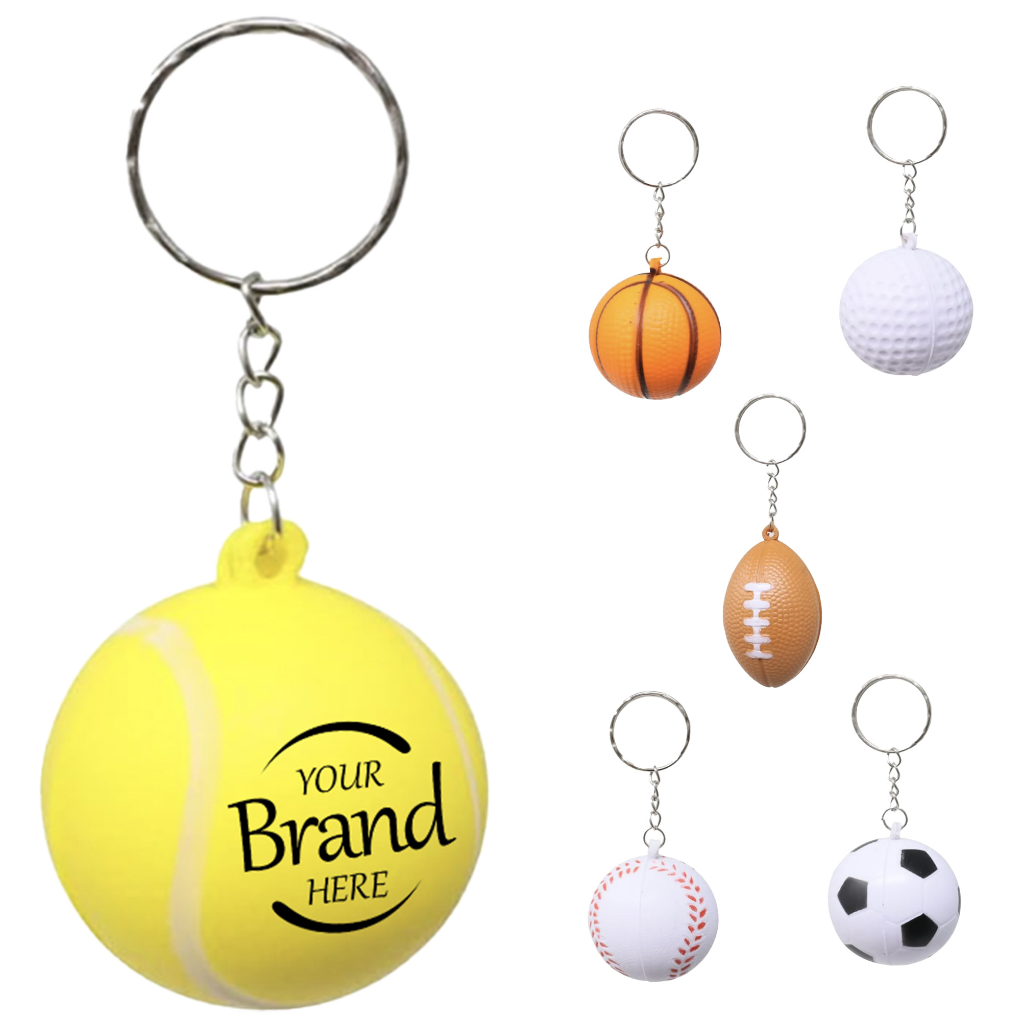 Multi Sport Ball Shaped PU Stress Relief Keychain Fidget Toy 2