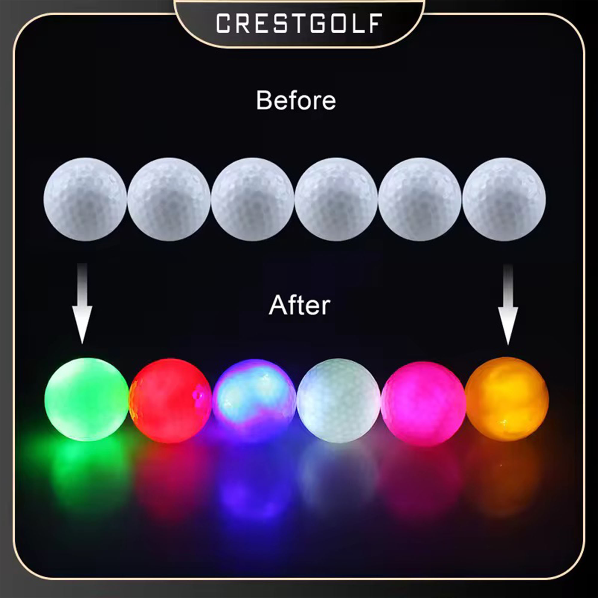 LED golf ball at night with customizable logo 1