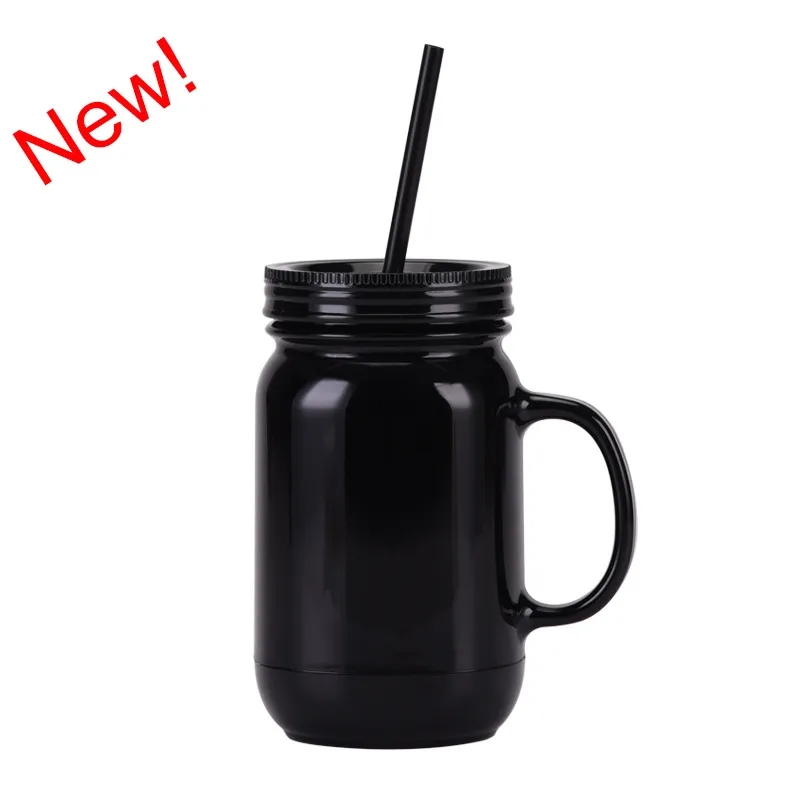 20OZ Double Plastic Mason Bottle With Straw 11