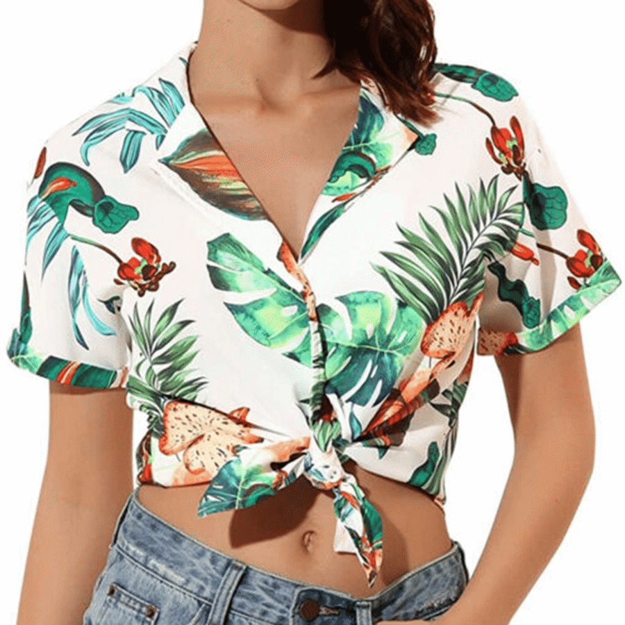Women's Sublimation Hawaiian Tie Poly Shirt