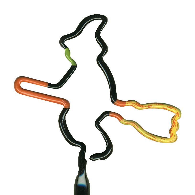 Witch On Broom Multi-Color Inkbend Standard, Bent Pen
