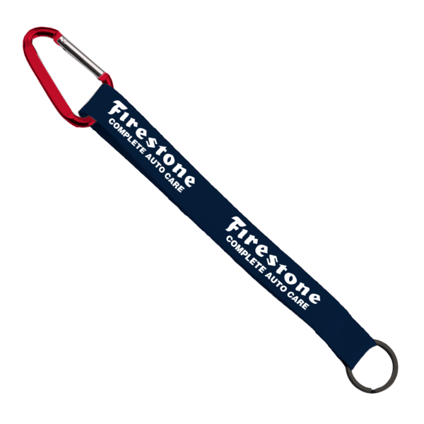 3/4" Sewn Polyester Keychain with Metal Split-Ring and Carabiner 198