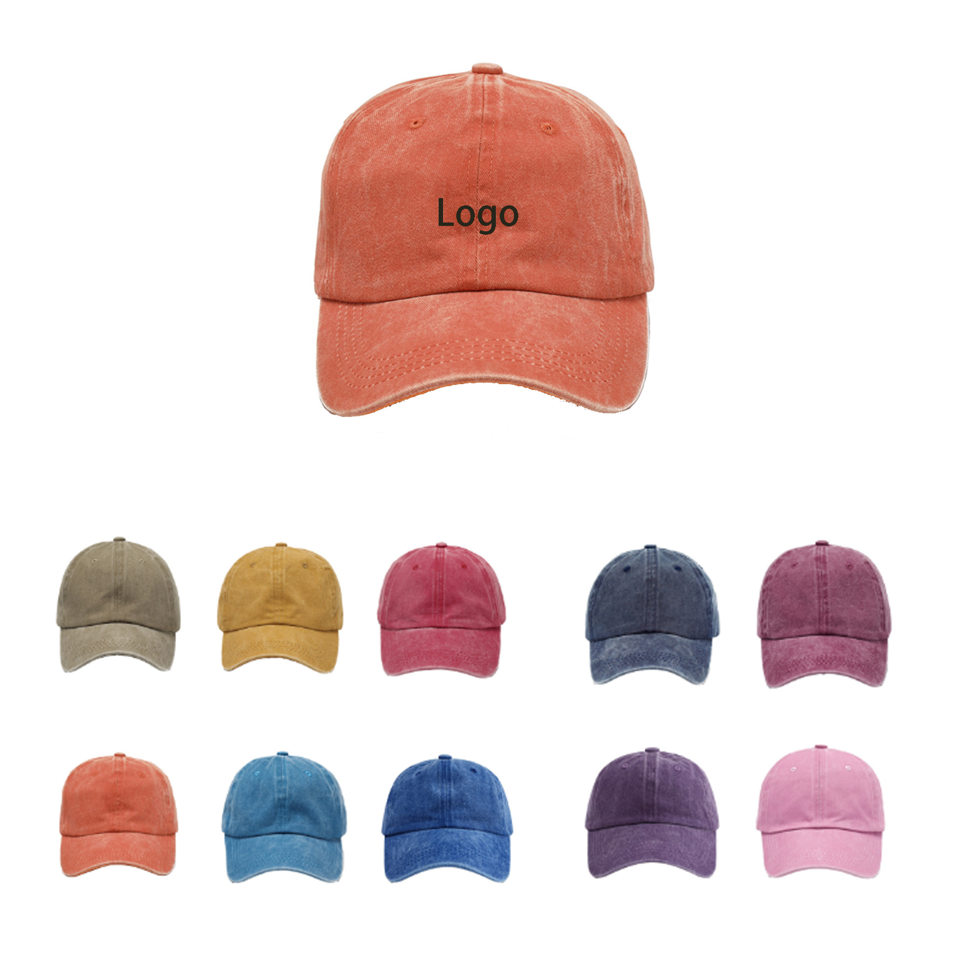 Washed Cotton Solid Baseball Cap 2