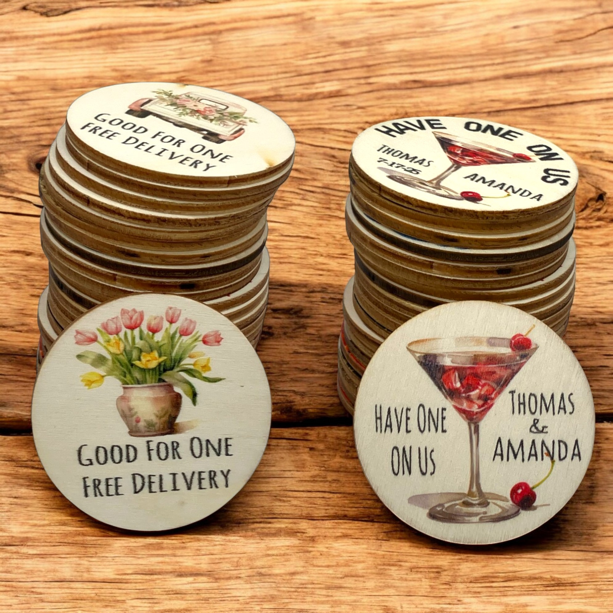 2" Round Wooden Token 3